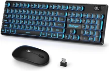 BlueFinger Wireless Gaming Keyboard and Mouse Combo, Upgrade Battery Black 