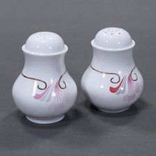 Holl&oacute;h&aacute;za Hungary Porzellan Salzstreuer Paar Vintage Goldrand Floral