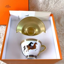 Hermes Tea Cup  Saucer Cheval d'Orient No.1 Horse Rare Gold Porcelain Tableware