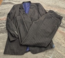 Men’s Crombie Grey Chalk Stripe Suit 42R/ W40R Wool