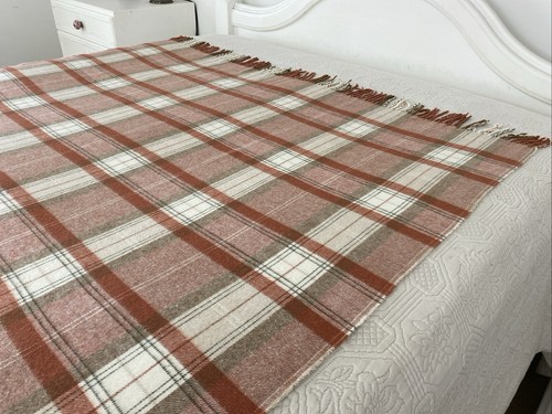 Tessilechiti Italy Brown Plaid Check Fringe Throw Rug Blanket 160cm x 130cm - Picture 8 of 18