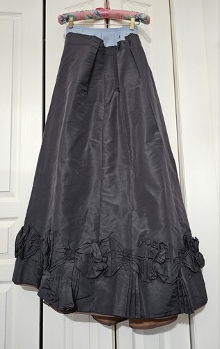 Victorian Black Taffeta Mourning Skirt (Revised Detail)