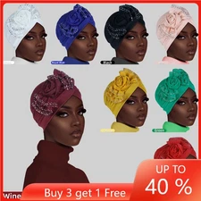 Hijab Women Chemo Cancer Caps African Pleated Beanie Muslim Turban Hair Loss Cap