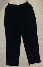 ST JOHN BASIC BLACK SANTANA KNIT PLEATED ELASTIC WAIST POCKETS PANTS SZ 4