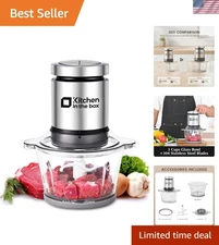 Compact 3-Cup Glass Bowl Food Processor with 400W Motor - Chops Meat & Veggies