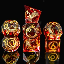 Ring DND Dice Set Sharp Edge Resin Dice,Golden Ring Inclusion Suitable for Lord 