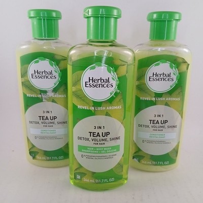 Lot Of 3 Herbal Essences 3 in 1 TEA UP (2) Conditioner (1) Shampoo Detox Shine 