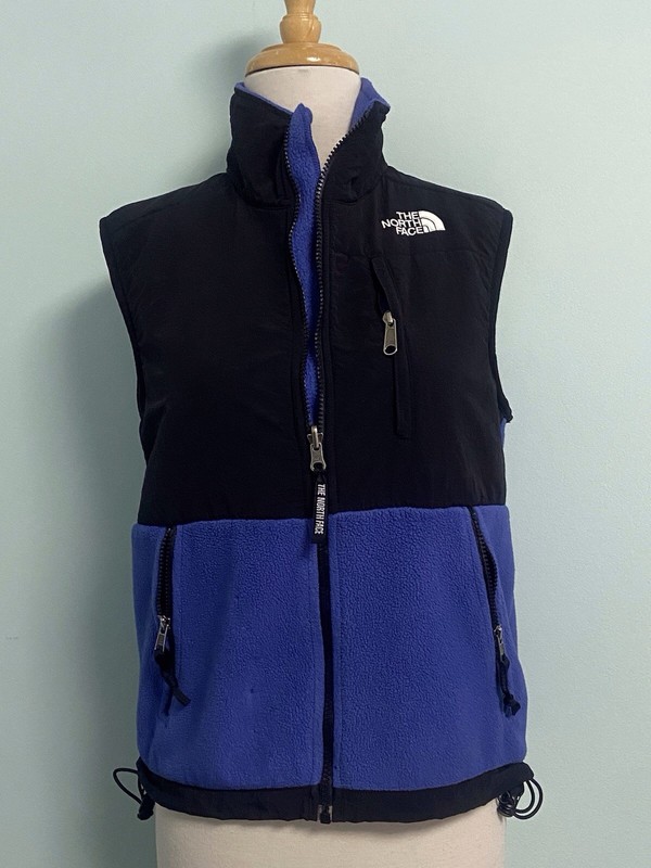 The North Face Denali Fleece Vest Womens XS/TP Blue Black Pockets Full Zip Pre-O