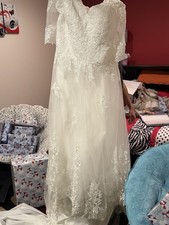 Ivory Wedding Dress with Lace Size 12