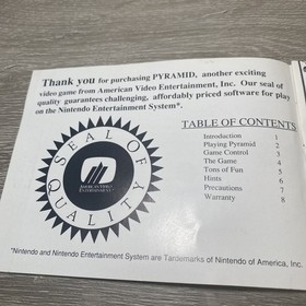 Pyramid NES Nintendo Instruction Manual Only