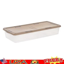 Stackable Storage Bins W/ Lids Durable Plastic Totes Organization Home Office US