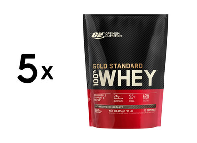 5 x Optimum Nutrition 100% Whey Gold Standard (450g) Double Rich (48,88 EUR/kg)