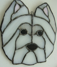 Suncatcher Stained Glass White Animal Dog Wolf Collectible Decor Design Hang