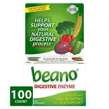 Beano Digestive Enzyme, Gas Prevention & Digestive Enzyme Supplement, 100 Count