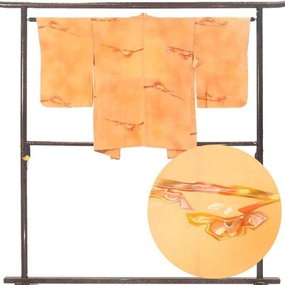 Women's Silk Haori Jacket, Orange Abstract, M, Unused (79cm)