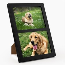 Golden State Art, 5x7 Double Picture Frame, Display Two 2 Openings 5x7, Black
