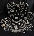 Vintage Estate Rhinestone Costume Jewelry Lot Weiss Bogoff Kramer  -  77 Pieces