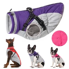 Waterproof Pet Jacket with Harness Winter Warm Coat for Small to Large Dogs