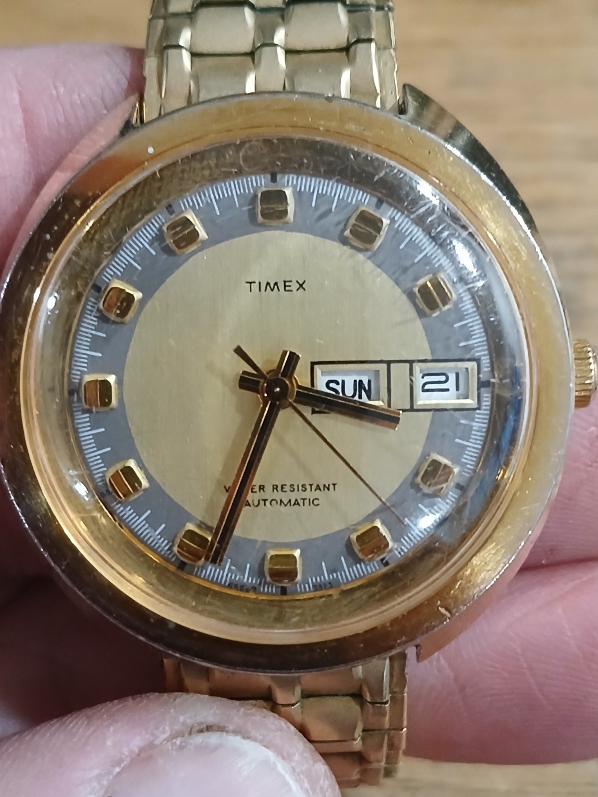 Timex Automatic Men's Day/Date Water Resistant Gold Tone Metal Bracelet
