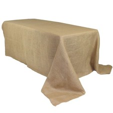 90 x 132 Inch Rectangular Rustic Jute Natural Burlap Tablecloth for Wedding P...
