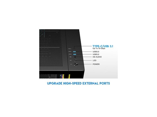 DIYPC ARGB-N3-BK Black USB3.0/ Type C Tempered Glass E-ATX /ATX Gaming Computer - Picture 4 of 5