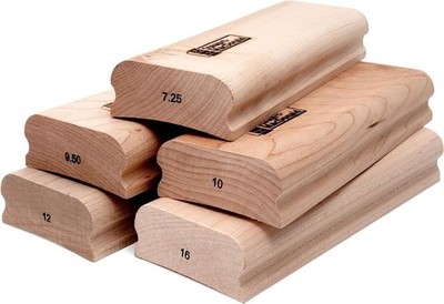 StewMac 8''-Length Wooden Radius Sanding Blocks - Set of 5 Essential Radii