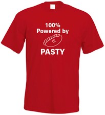 100 percent powered by PASTY Cornwall T-shirt Cornish T Shirt as seen on BGT