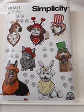Simplicity 11341/9497 S M L pet accessories holiday hats and bibs NIP