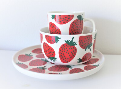 Marimekko Mansikka / Strawberry dish * 3 Mug+Plate+Bowl | eBay
