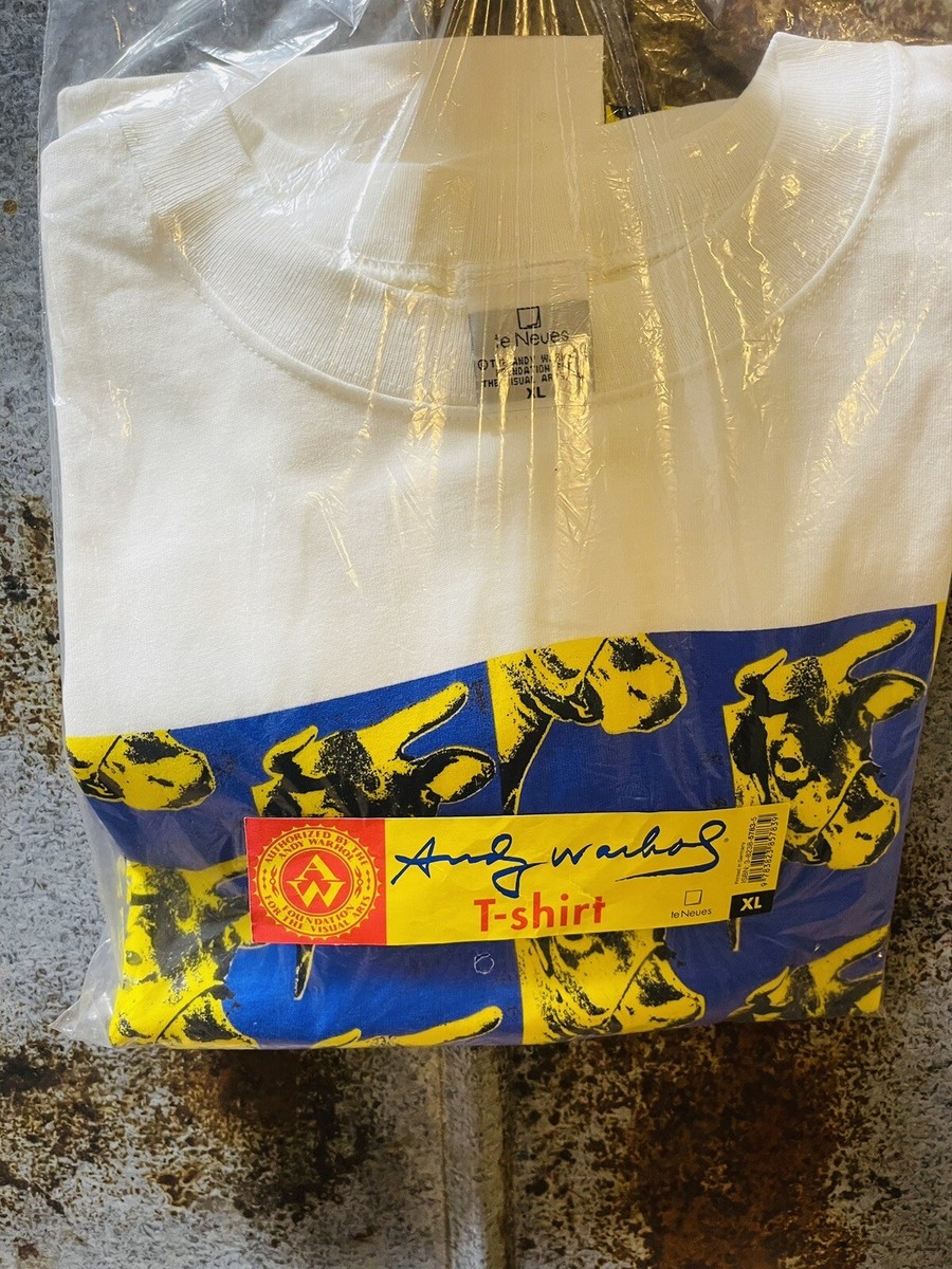 Vintage 90s Andy Warhol Dead Stock Sealed Cow Print Art T-Shirt Sz  