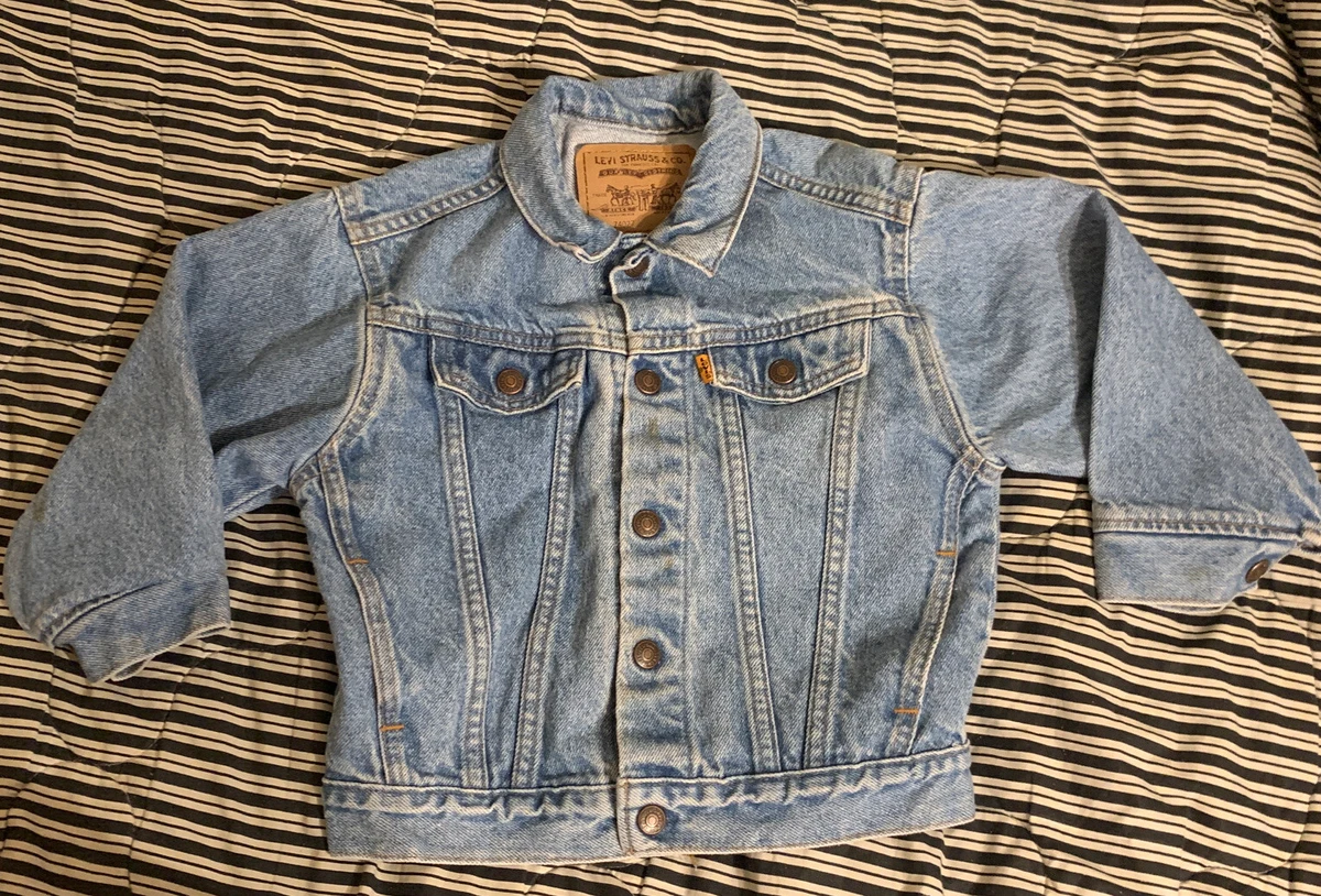 Vintage Little Levi s 74027 Denim Jacket Size 5 Jean Orange Tab