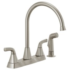 Peerless Two Handle Kitchen Faucet With Spray Stainless Steel Finish P2835LF-SS