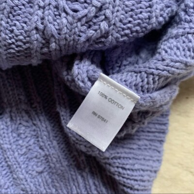 J Jill Lavender Purple 100% Cotton Crew Neck Chunky Knit Sweater