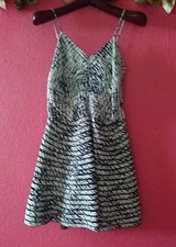 $279.00 PARKER black white SILK spaghetti strap dress size S