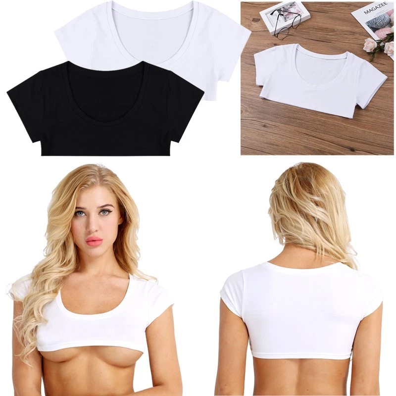 Womens Half Cropped Tank Tops Sexy T-Shirt Undershirt Camisole Night  Clubwear