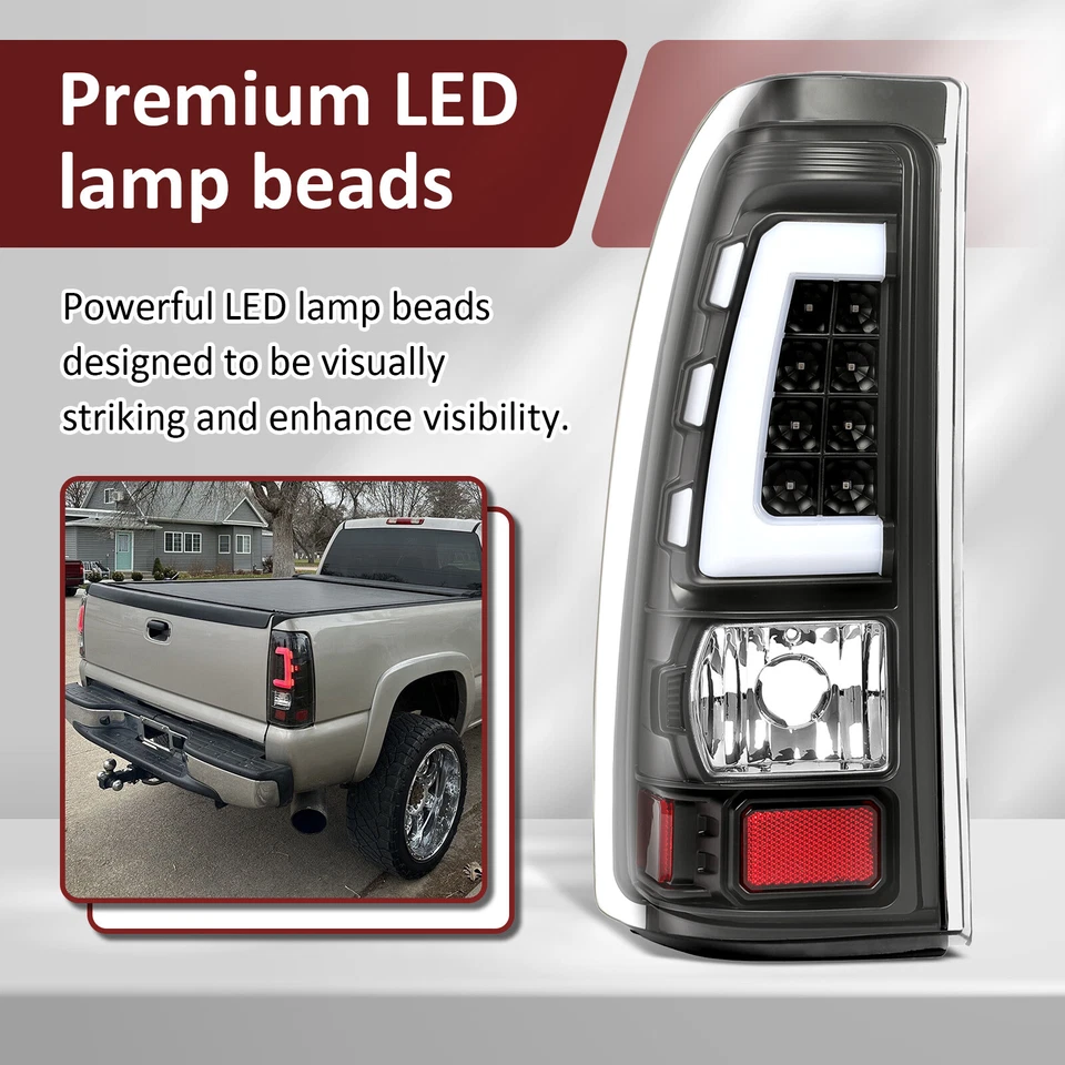 LED Tail Lights For Chevy Silverado 1999-06 GMC Sierra 1500 2500 HD 3500 1999-02 - Image 3 of 4