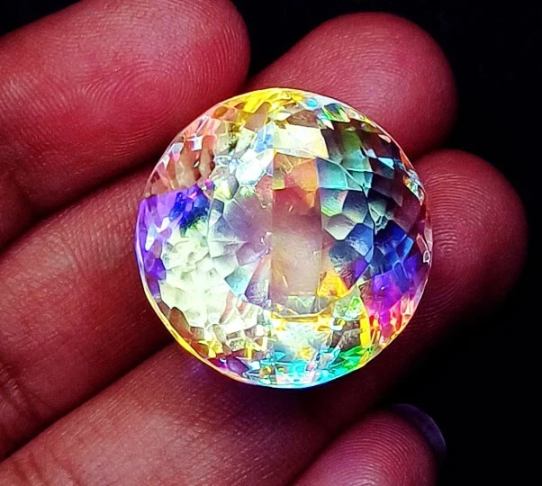 Mystic Quartz Round Shape 49.40 Ct Certified Loose Gemstone With Free Gift - Image 2 of 4