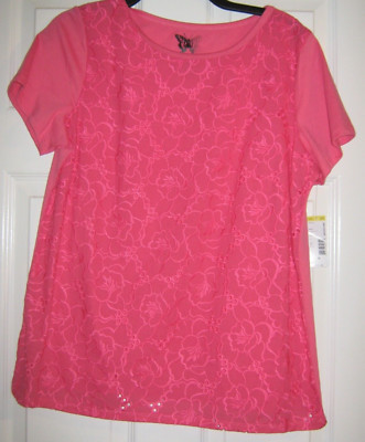 Women s Trace Brand Pink Eyelet Top Shirt Blouse   Size   M   NWT