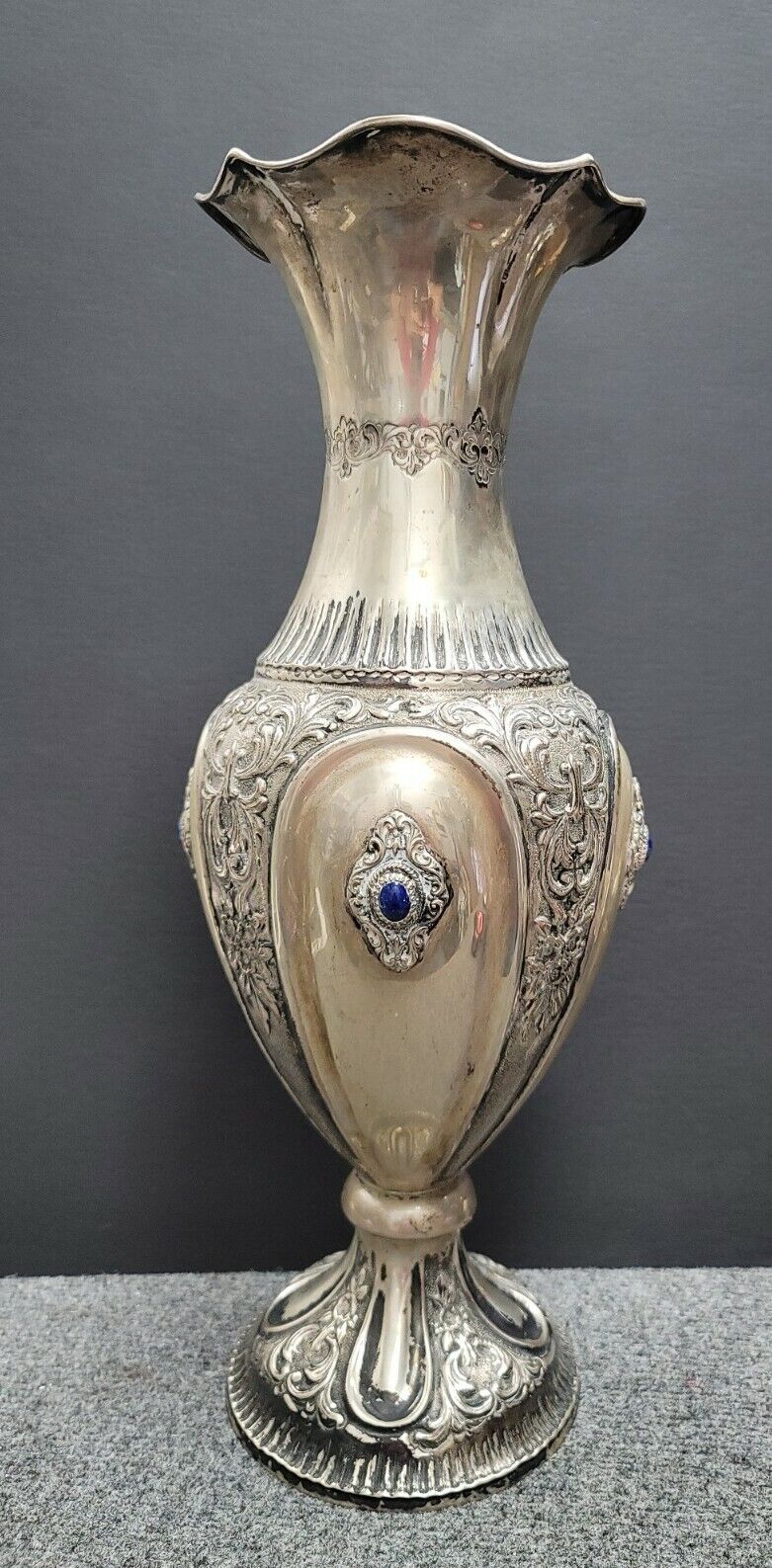 Large Italian Mail order cheap Long Beach Mall Vase 800 Silver Cabochons A Lapis Lavorazione Mano