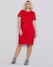 RED LAYERED LACE DRESS UK SIZE 18 EU46 US 14 L41Anthology