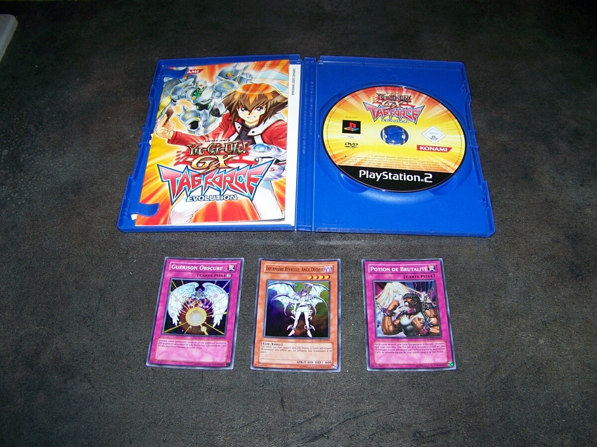 YU GI OH GX TAG FORCE EVOLUTION AVEC 3 LES CARTES SONY PS2 PLAYSTATION 2 COMPLET
