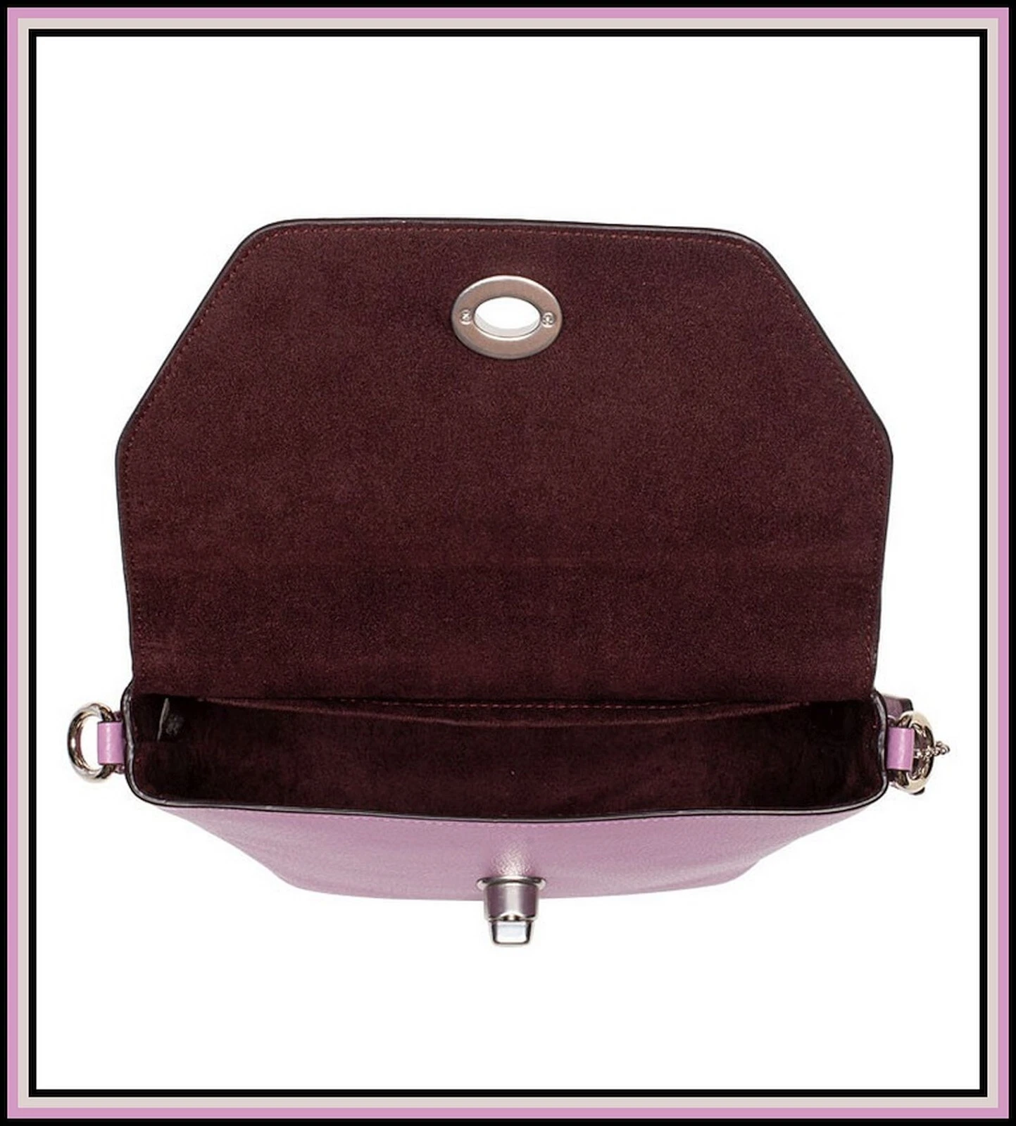 Borsa a mano Coach Karlee a tracolla Turnlock $298 nuova con etichette pelle di ciottoli C2815 viola