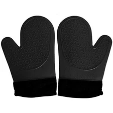 2pcs Black Professional Extra Large Silicone Oven Mitts And Pot Holders Oven Glo