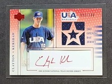 Clayton Kershaw 2005 Upper Deck USA Baseball Opening Day Jersey Red Auto #93/100