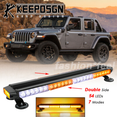 LED Roof Top Traffic Advisor Strobe Lights Bar Kit White Amber for JEEP Wrangler