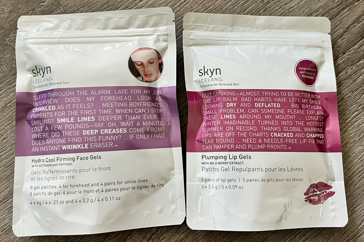 Hydro Cool Firming Face Gels by skyn ICELAND, 8 count + Plumping Lip