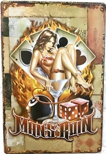 TIN SIGN new 8x12 Sexy woman gambling alcohol pool dice 8 ball cards mancave B14