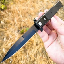 9" Everyday Carry Tactical Spring Assisted Open Pocket Knife G10 Black