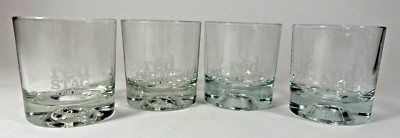 Vtg Red Stag Jim Beam Basketball & Baseball Dimple Glasses Set 4 Bourbon Whiskey