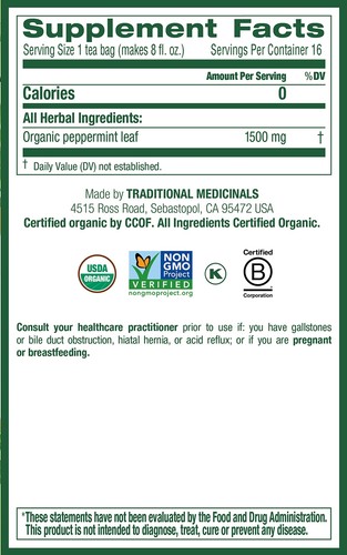 Traditional Medicinals Herbal Tea, Peppermint, 16 Tea Bags (Pack of 1) - Picture 5 of 9